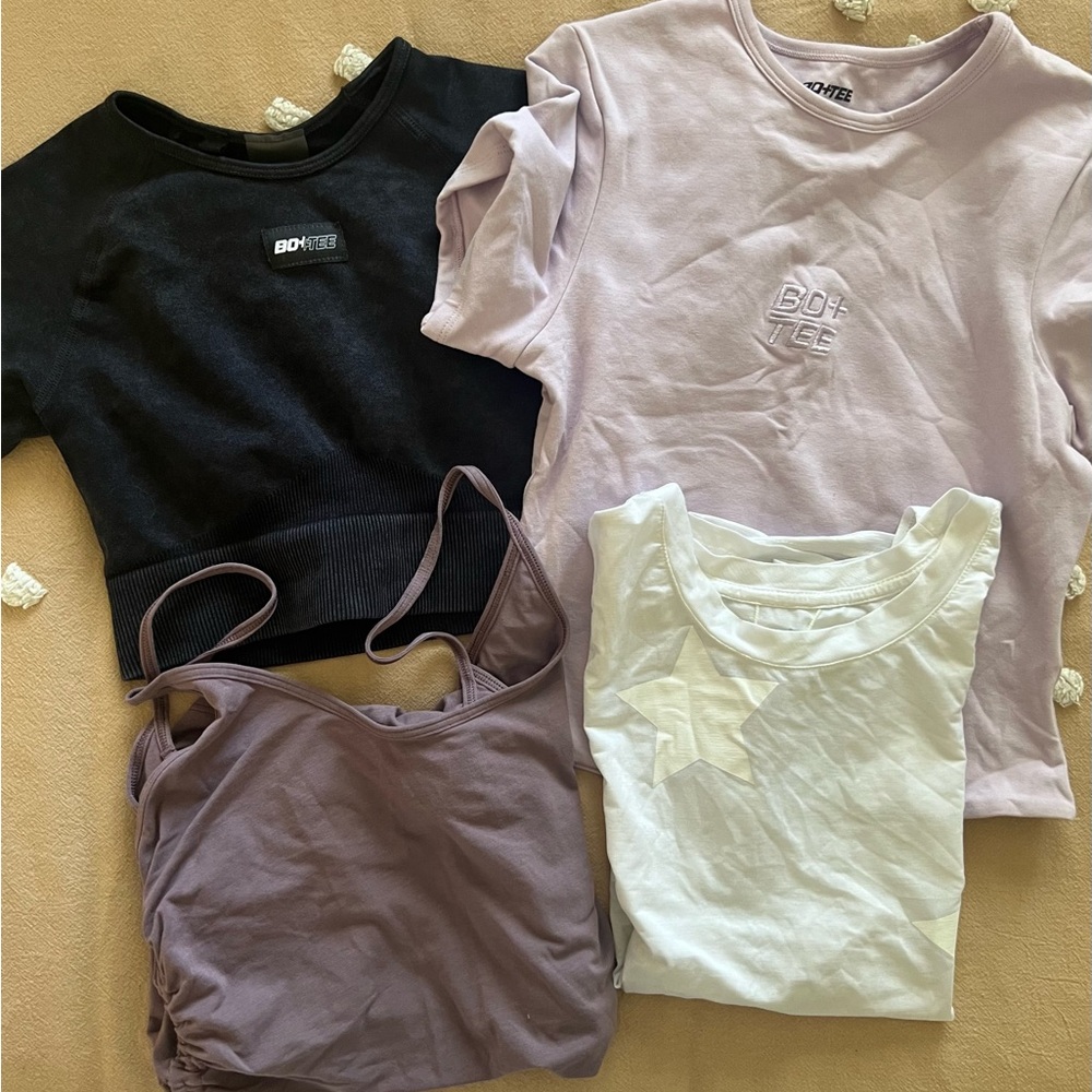 BO+TEE Black and Lavender Tops Set